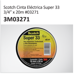 Scotch Cinta Eléctrica Super 33 #03271 3M03271