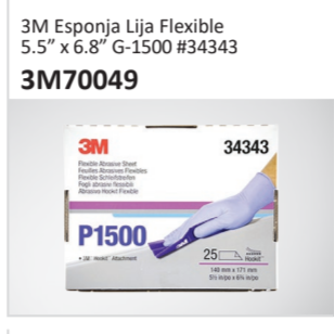 3M Esponja Lija Flexible5.5” x 6.8” G-1500 #34343 3M70049