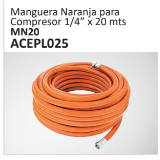 Manguera Naranja paraCompresor 14” x 20 mtsMN20ACEPL025