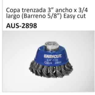 Copa trenzada 3” ancho x 34largo (Barreno 58”) Easy cutAUS-2898