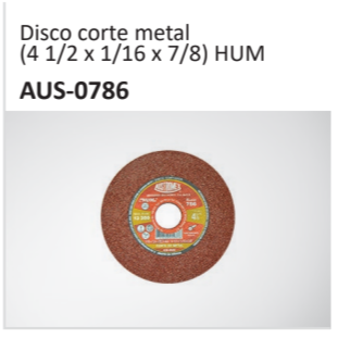 Disco corte metal(4 12 x 116 x 78) HUMAUS-0786