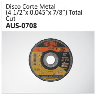 Disco Corte Metal(4 12”x 0.045”x 78”) TotalCutAUS-0708