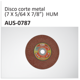 Disco corte metal(7 X 564 X 78”) HUM AUS-0787