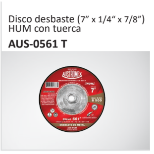 Disco desbaste (7” x 14“ x 78”)HUM con tuerca AUS-0561 T