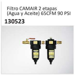 Filtro CAMAIR 2 etapas(Agua y Aceite) 65CFM 90 PSI130523
