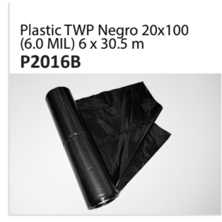 Plastic TWP Negro 20x100(6.0 MIL) 6 x 30.5 m P2016B