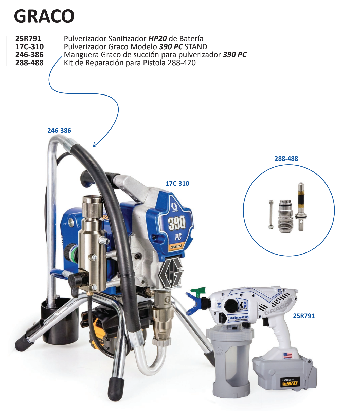 zz Pulverizador Sanitizador Graco Manguera Reparación para Pistola