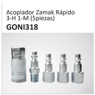 Acoplador Zamak Rápido3-H 1-M (5piezas) GONI318