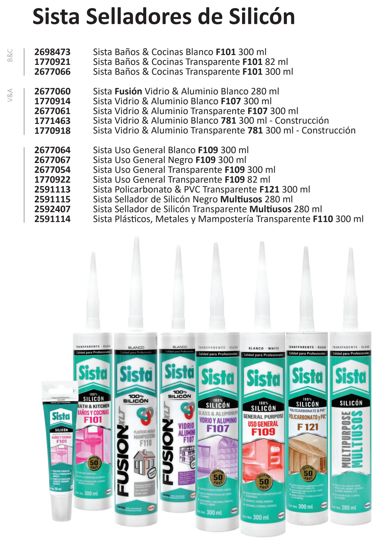 zz Sista Selladores de Silicón