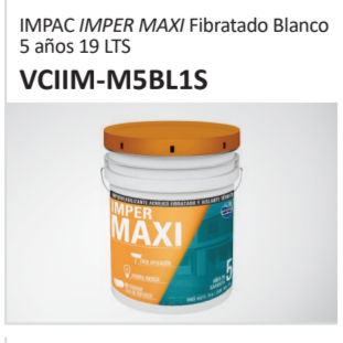 IMPAC IMPER MAXI Fibratado Blanco5 años 19 LTSVCIIM-M5BL1S