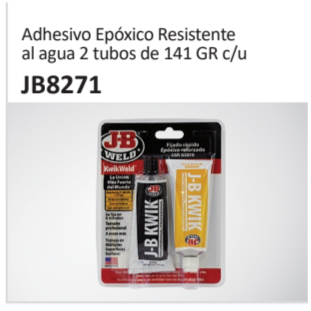 Adhesivo Epóxico Resistenteal agua 2 tubos de 141 GR cu JB8271