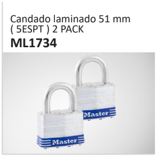 Candado laminado 51 mm( 5ESPT ) 2 PACK ML1734