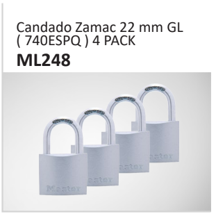 Candado Zamac 22 mm GL( 740ESPQ ) 4 PACK ML248