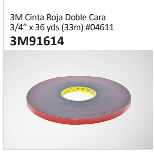 3M Cinta Roja Doble Cara 34” x 36 yds (33m) #04611 3M91614