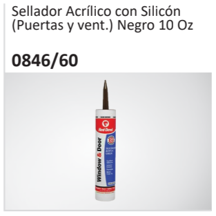 Sellador Acrílico con Silicón(Puertas y vent.) Negro 10 Oz 084660