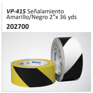 VP-415 SeñalamientoAmarilloNegro 2”x 36 yds202700
