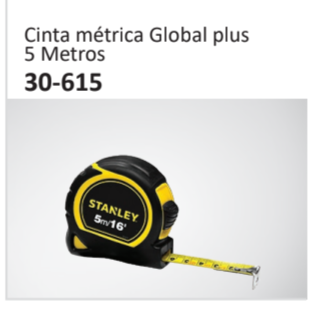 Cinta métrica Global plus5 Metros 30-615