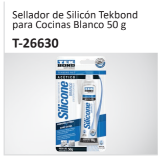 Sellador de Silicón Tekbondpara Cocinas Blanco 50 g T-26630