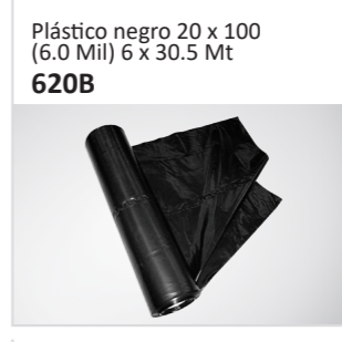 Plastico negro 20 x 100(6.0 Mil) 6 x 30.5 Mt 620B