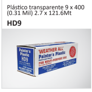 Plastico transparente 9 x 400(0.31 Mil) 2.7 x 121.6Mt HD9